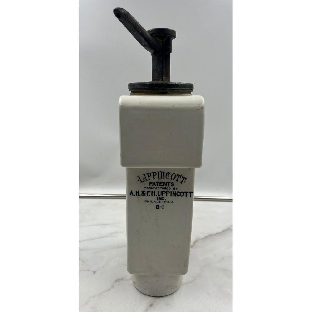 Antique Lippincott Ceramic Soda Fountain Syrup Pump Chocolate B-1 Philadelphia